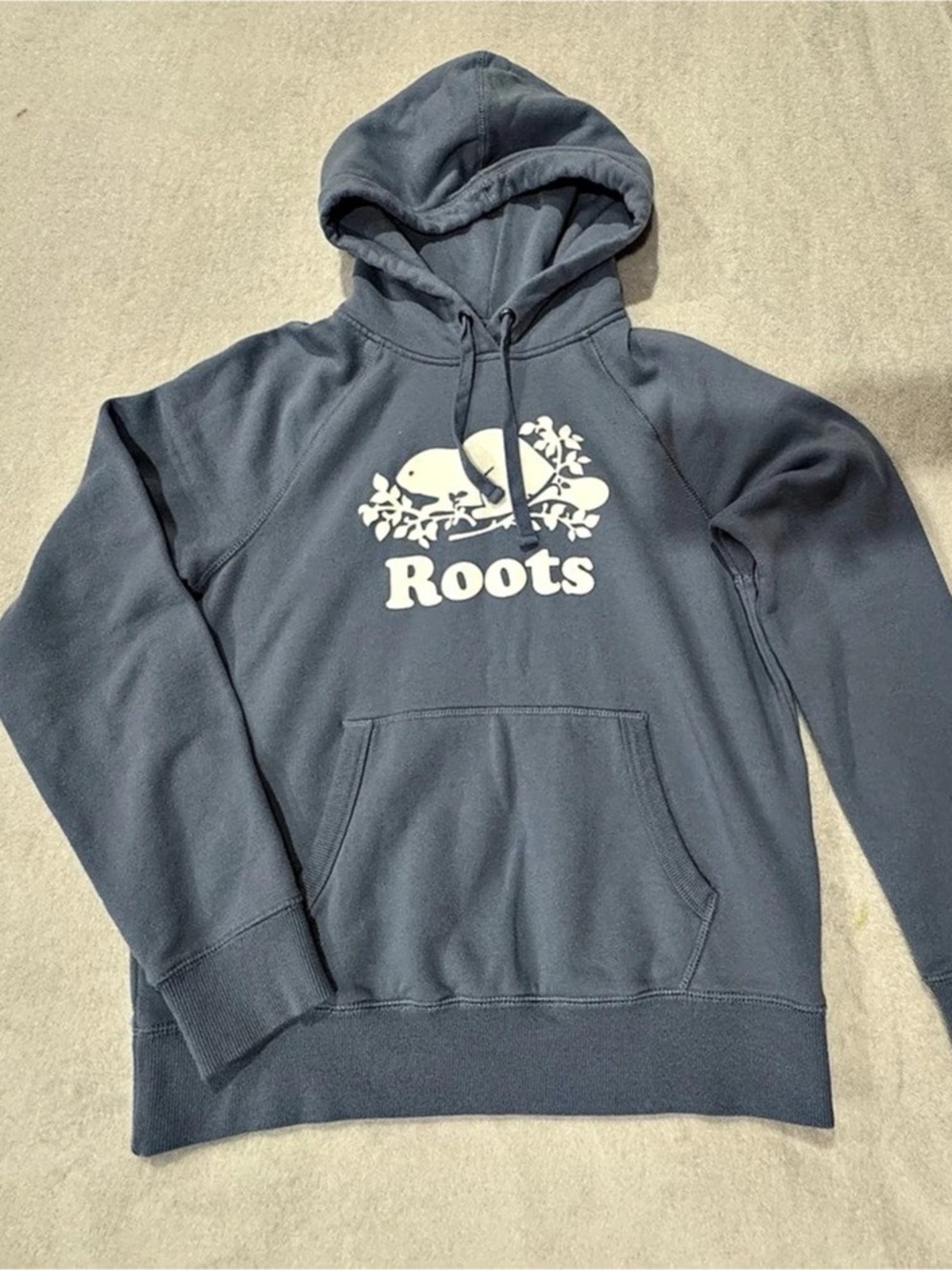 Roots Original Beaver Logo Hoodie Blue Small